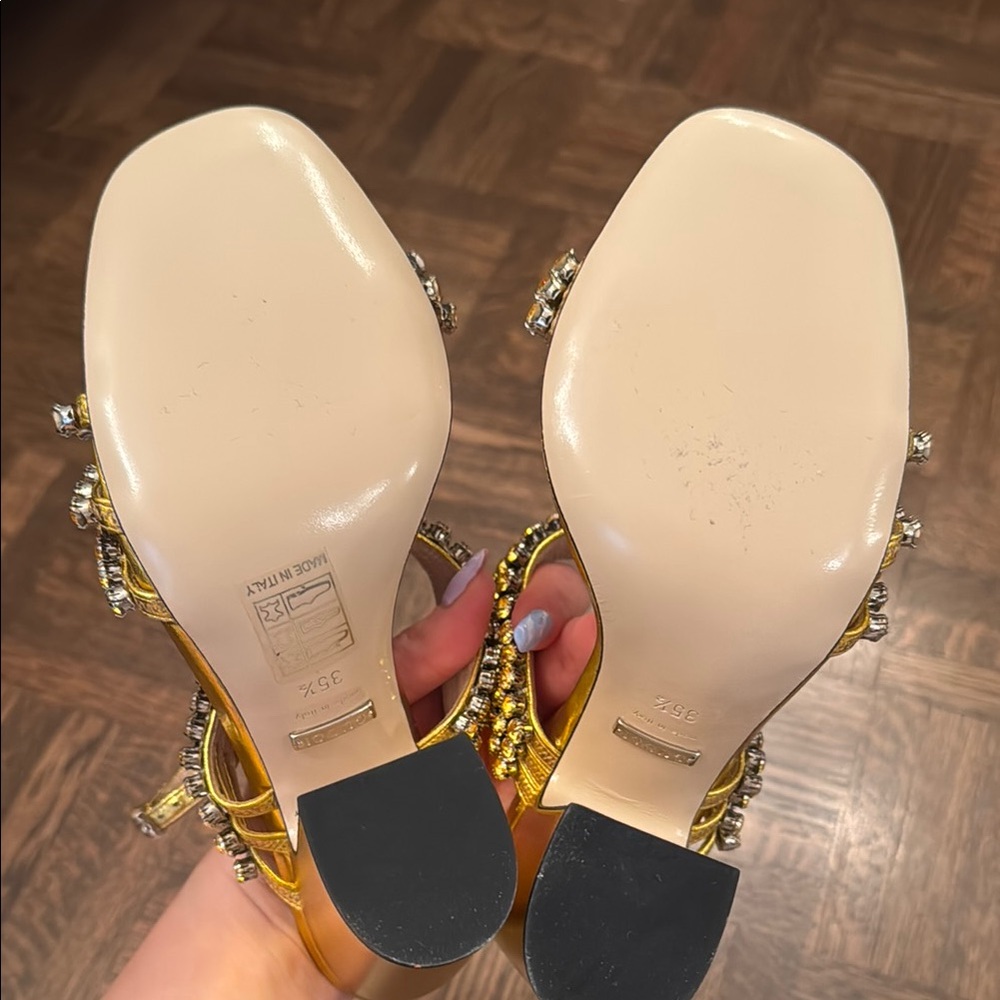 Gucci Sandals Gold metallic crystal size 35.5 brand new with box - Picture 5 of 10